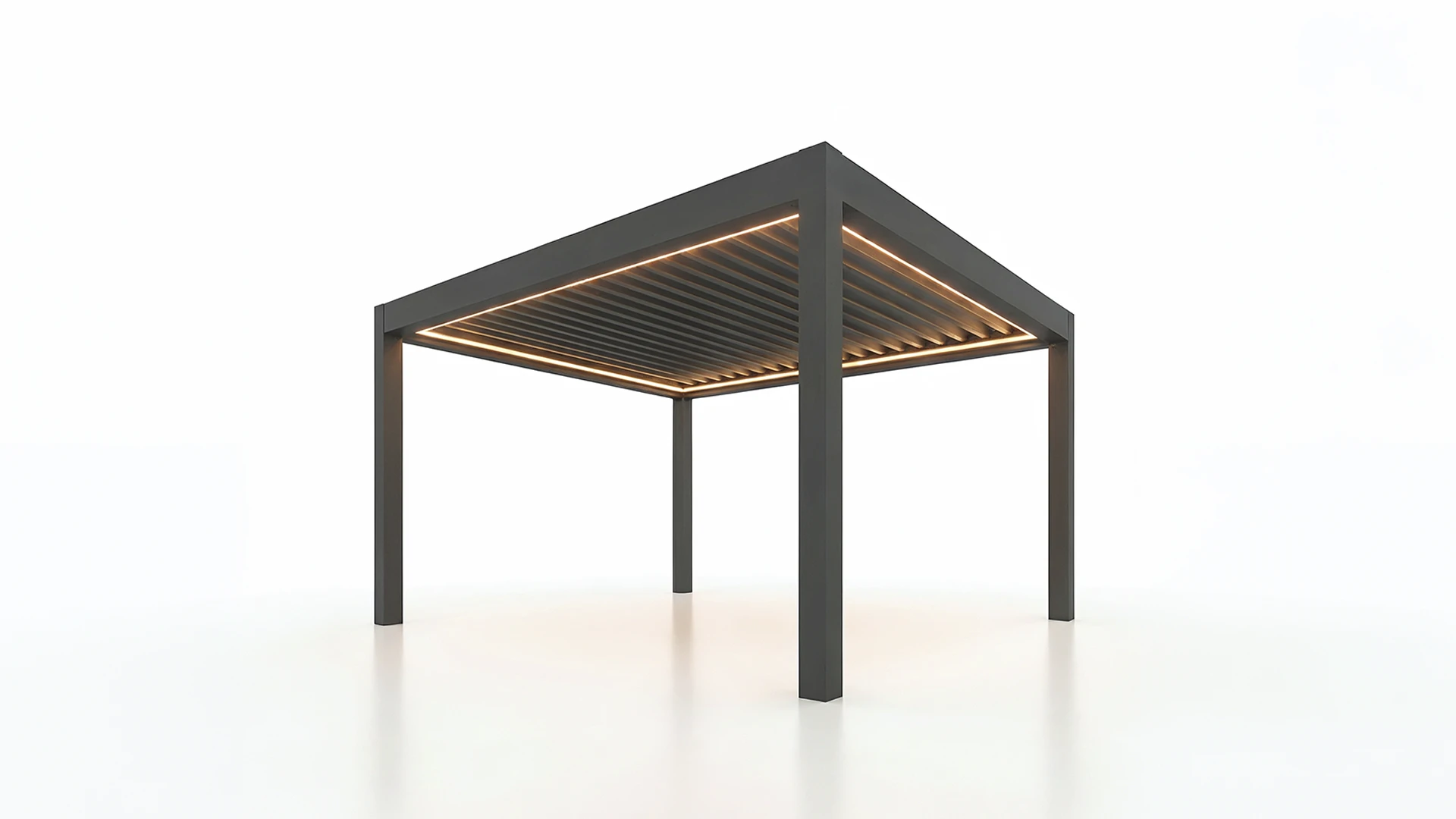 Pérgola autosoportada sobre cuatro pilares